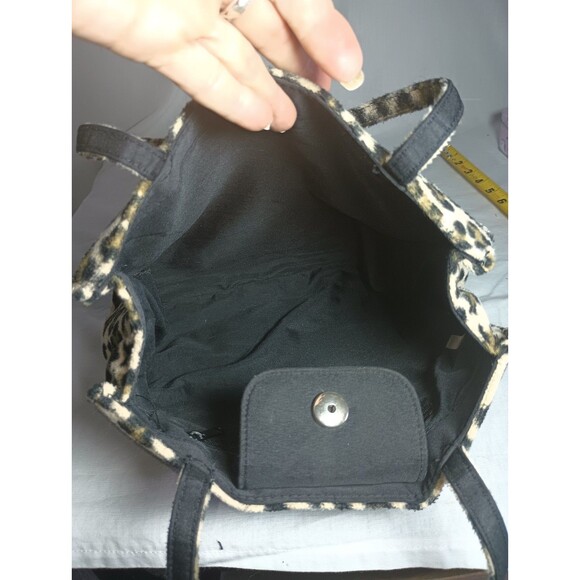 Cheetah Print Shoulder Baquette Pocketbook Purse Faux Fur Academia Y2K Mob Wife - Picture 5 of 6